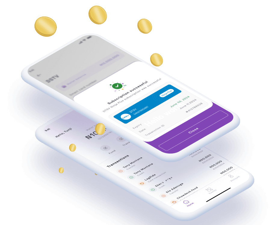 Phone showing transactions being made on Fundah app